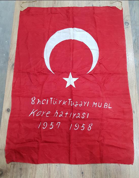 KORE SAVAŞI ÇOK NADİR ASKERİ İPEK TÜRK BAYRAĞI