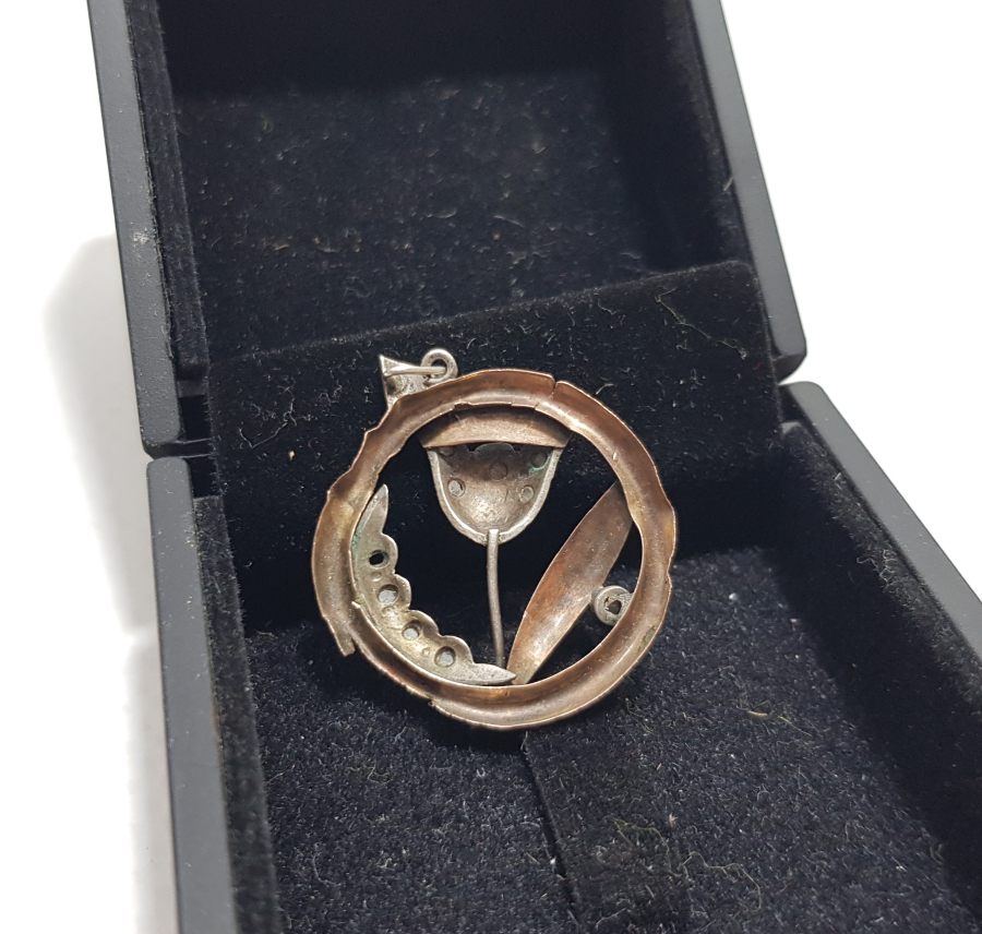 OSMANLI DÖNEMİ ELMAS TAŞLI GÜMÜŞ LALE FORMLU KOLYE