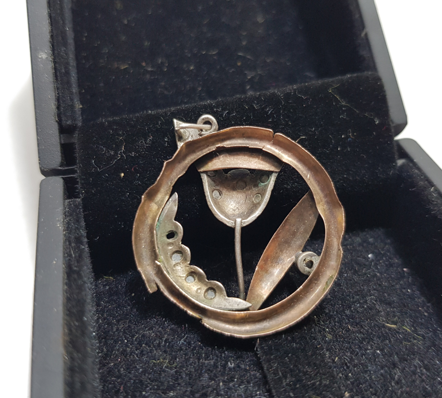 OSMANLI DÖNEMİ ELMAS TAŞLI GÜMÜŞ LALE FORMLU KOLYE