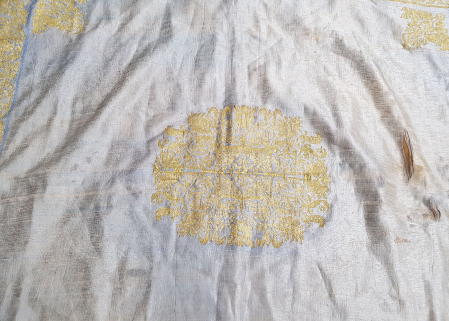 OSMANLI DÖNEMİ HEREKE YAPIMI SARAY İŞİ ALTIN SIRMA İŞÇİLİKLİ NADİR GELİN BOHÇASI