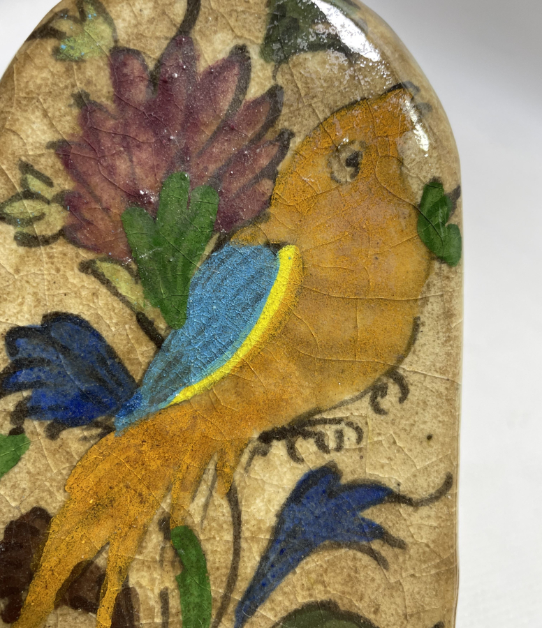 ÜZERİ KUŞ FİGÜRLÜ OSMANLI DÖNEMİ EL BOYAMA ÇOK NADİR ECZACI ŞİŞESİ