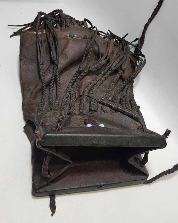 OSMANLI DÖNEMİ TEKKE İŞİ DERİ AVCI ÇANTASI