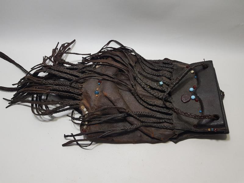 OSMANLI DÖNEMİ TEKKE İŞİ DERİ AVCI ÇANTASI