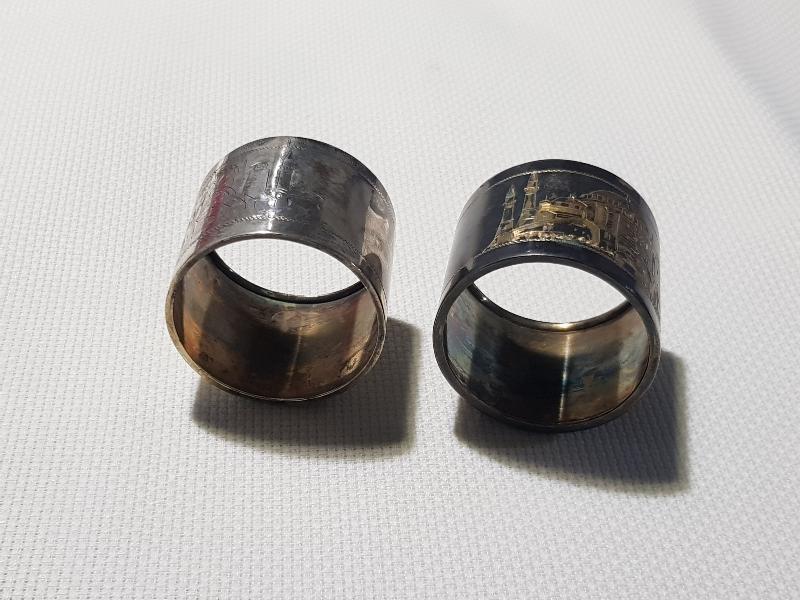 OSMANLI DÖNEMİ BİR ÇİFT AYASOFYA CAMİİ RESİMLİ NADİR GÜMÜŞ PEÇETELİK