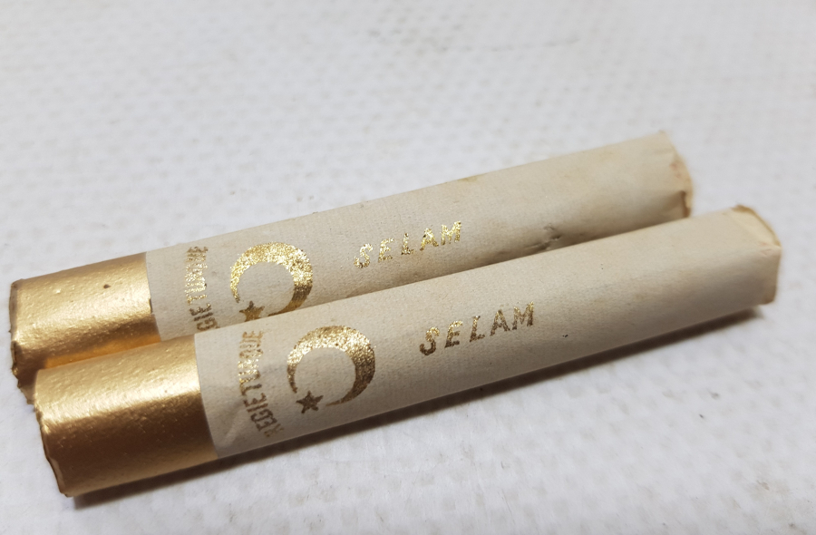 OSMANLI DÖNEMİ ALTIN VARAKLI KAĞITLI 2 ADET SİGARA