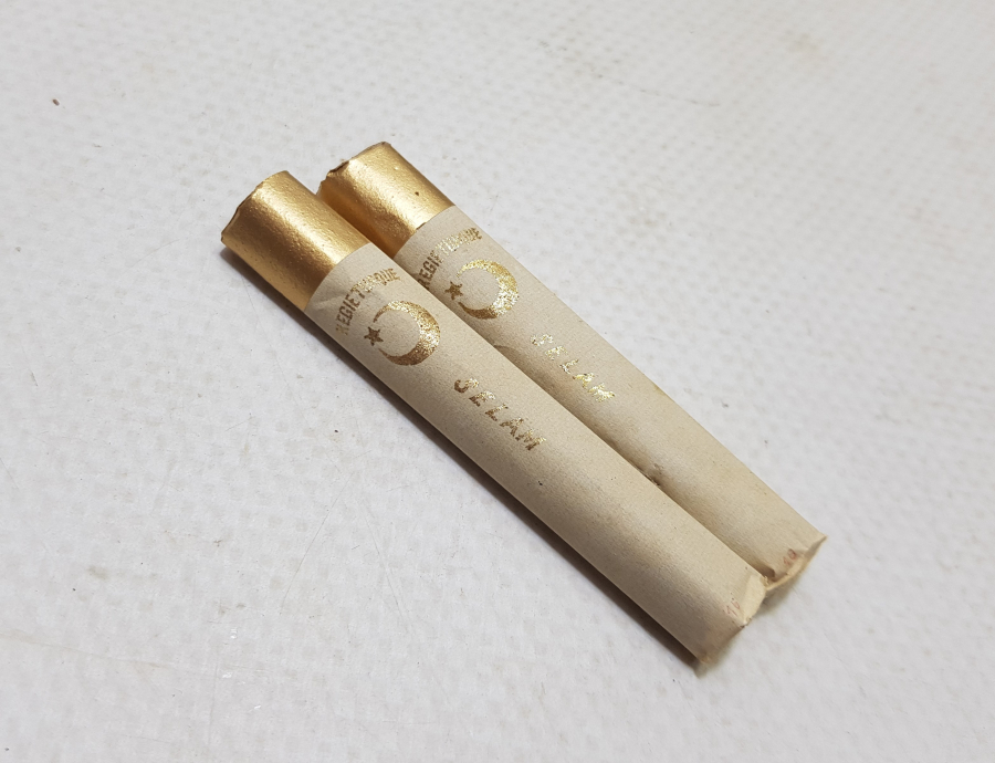 OSMANLI DÖNEMİ ALTIN VARAKLI KAĞITLI 2 ADET SİGARA