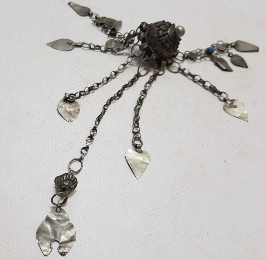 OSMANLI DÖNEMİ NADİR FORMDA GÜMÜŞ GELİN ALINLIĞI