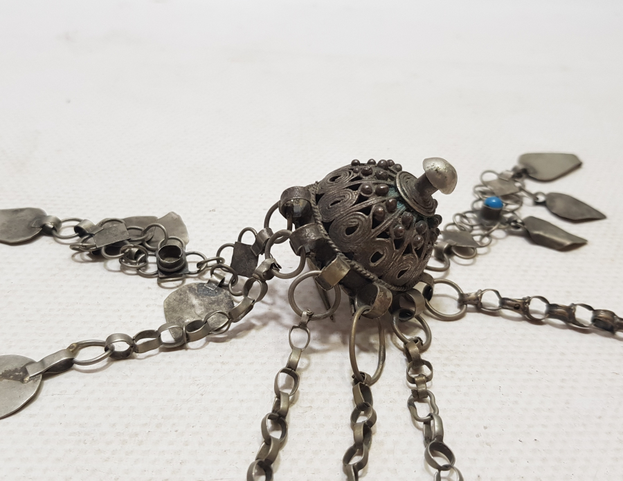 OSMANLI DÖNEMİ NADİR FORMDA GÜMÜŞ GELİN ALINLIĞI