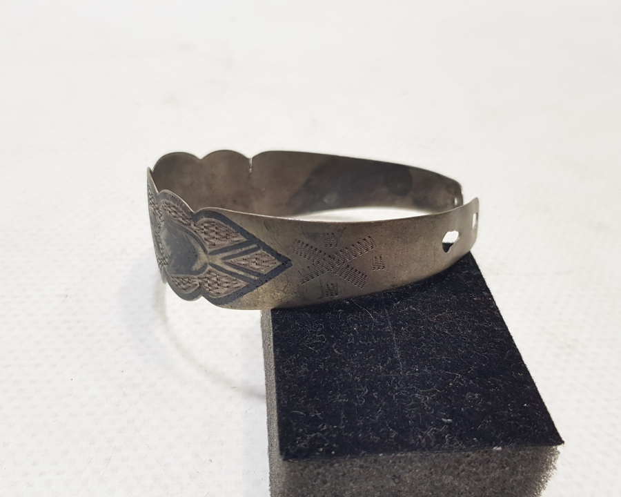 OSMANLI DÖNEMİ ÜZERİ VAN LALELİ VE OSMANLI YILDIZLI ERMENİ İŞİ GÜMÜŞ BİLEZİK