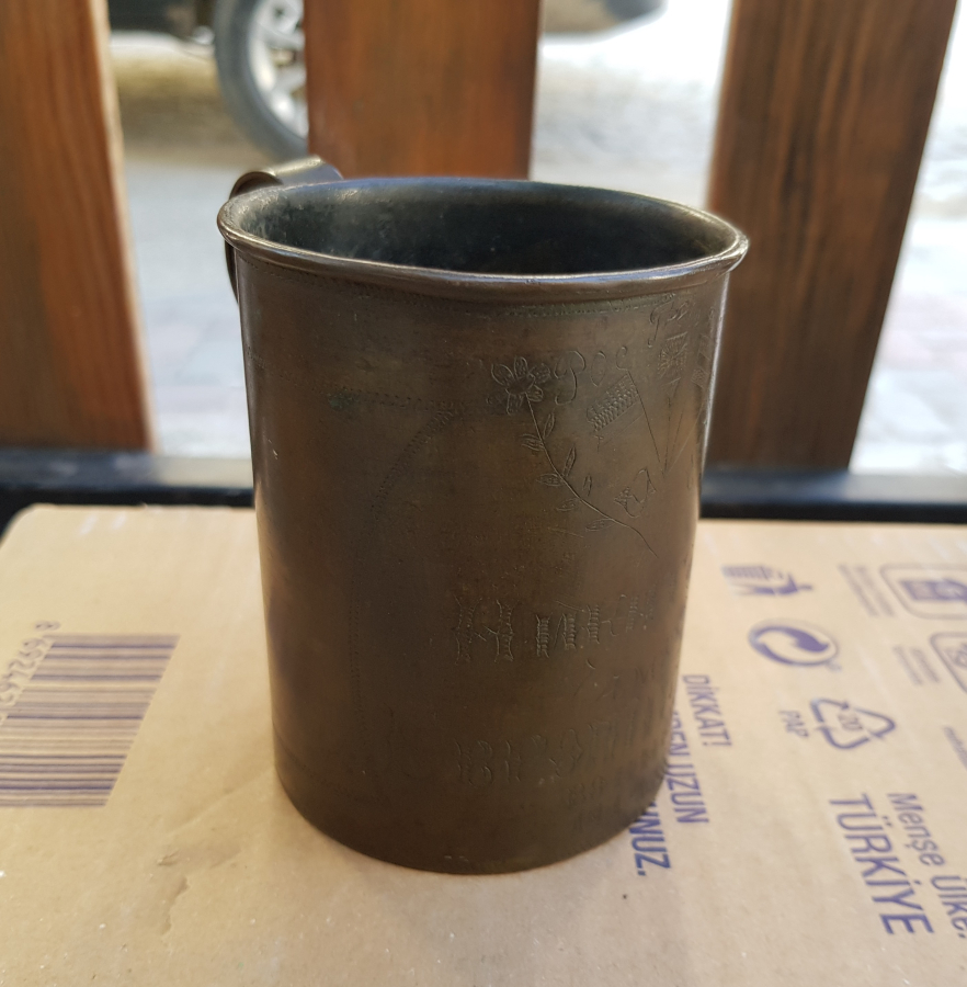 1. DÜNYA SAVAŞI DÖNEMİ ÇOK NADİR RUM İŞİ ANTİKA KULPLU BARDAK