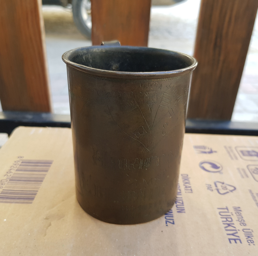 1. DÜNYA SAVAŞI DÖNEMİ ÇOK NADİR RUM İŞİ ANTİKA KULPLU BARDAK