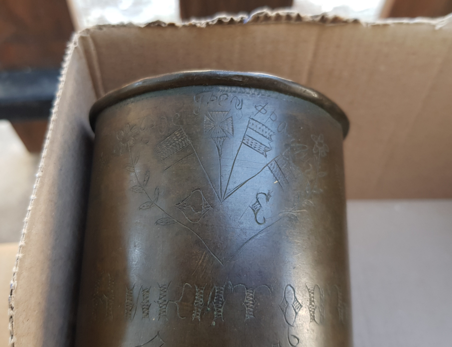 1. DÜNYA SAVAŞI DÖNEMİ ÇOK NADİR RUM İŞİ ANTİKA KULPLU BARDAK