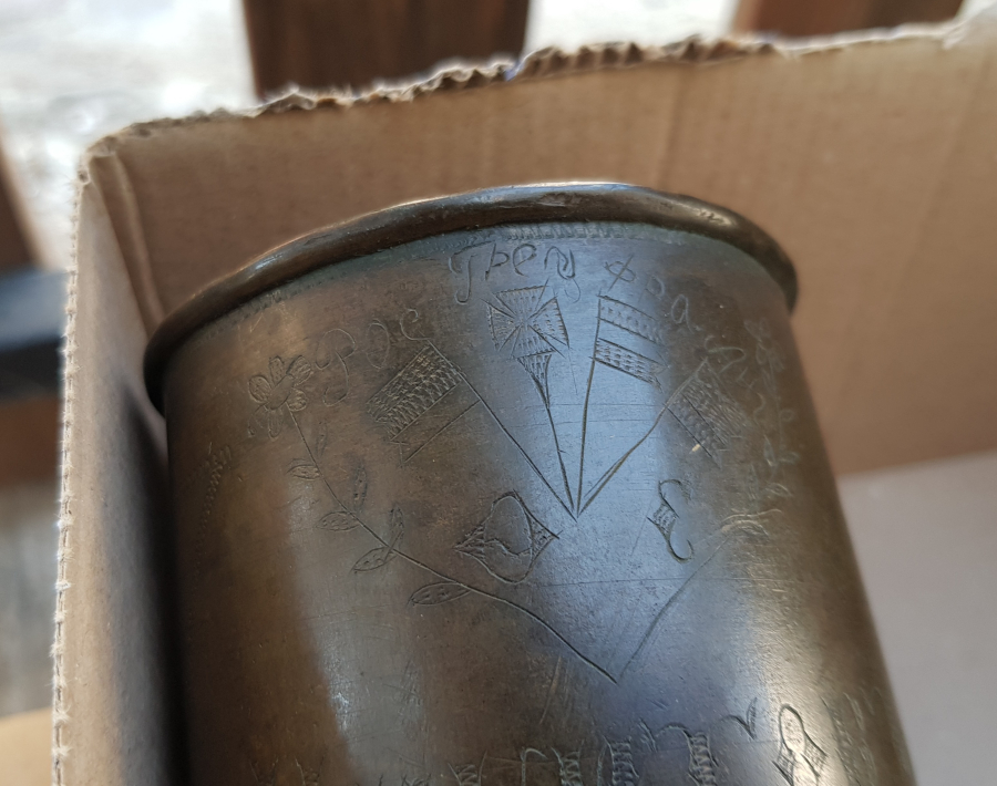 1. DÜNYA SAVAŞI DÖNEMİ ÇOK NADİR RUM İŞİ ANTİKA KULPLU BARDAK