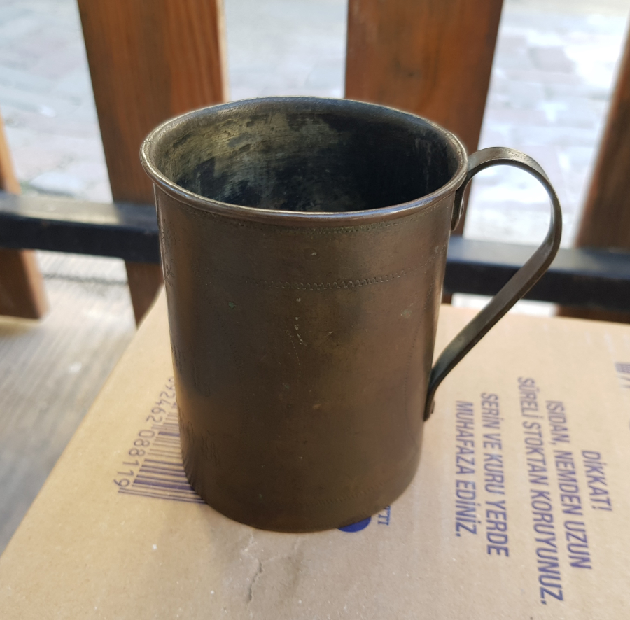 1. DÜNYA SAVAŞI DÖNEMİ ÇOK NADİR RUM İŞİ ANTİKA KULPLU BARDAK