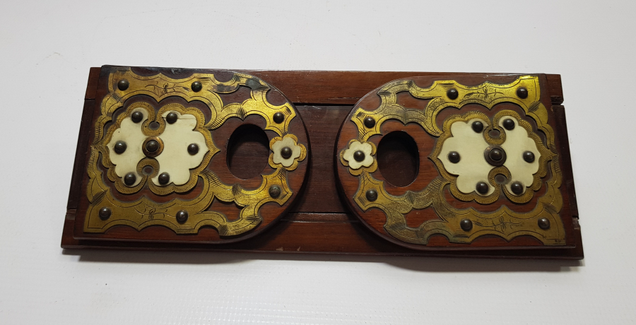 OSMANLI DÖNEMİ AHŞAP ÜZERİ ALTIN VARAKLI METAL VE FİLDİŞİ APLİKLİ ÇOK NADİR MASA ÜSTÜ KİTAPLIĞI