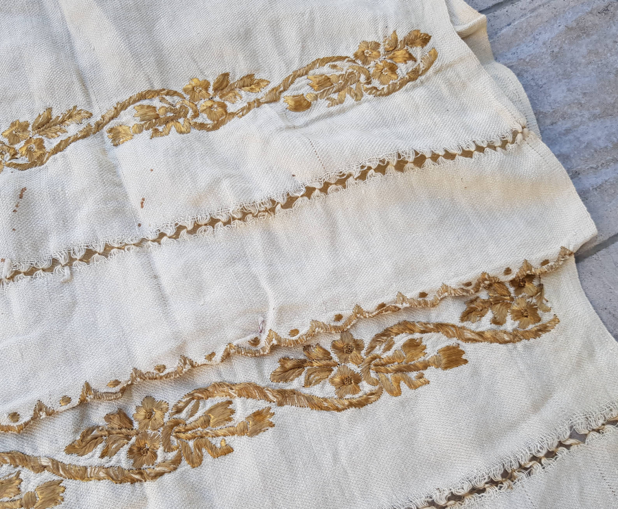 OSMANLI DÖNEMİ ALTIN SIRMA İŞÇİLİKLİ EL İŞİ BURSA YAĞLIK