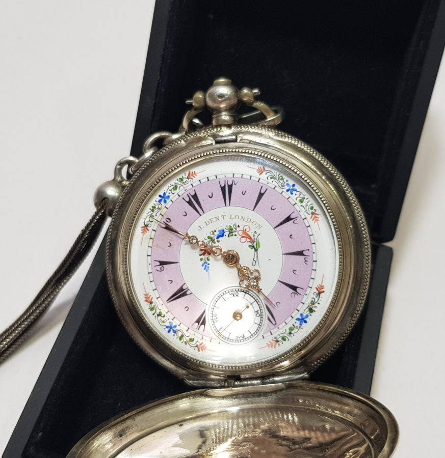 ORJİNAL KÖSTEĞİ İLE GÜMÜŞ KASA OSMANLI DÖNEMİ DENT LONDON CEP SAATİ