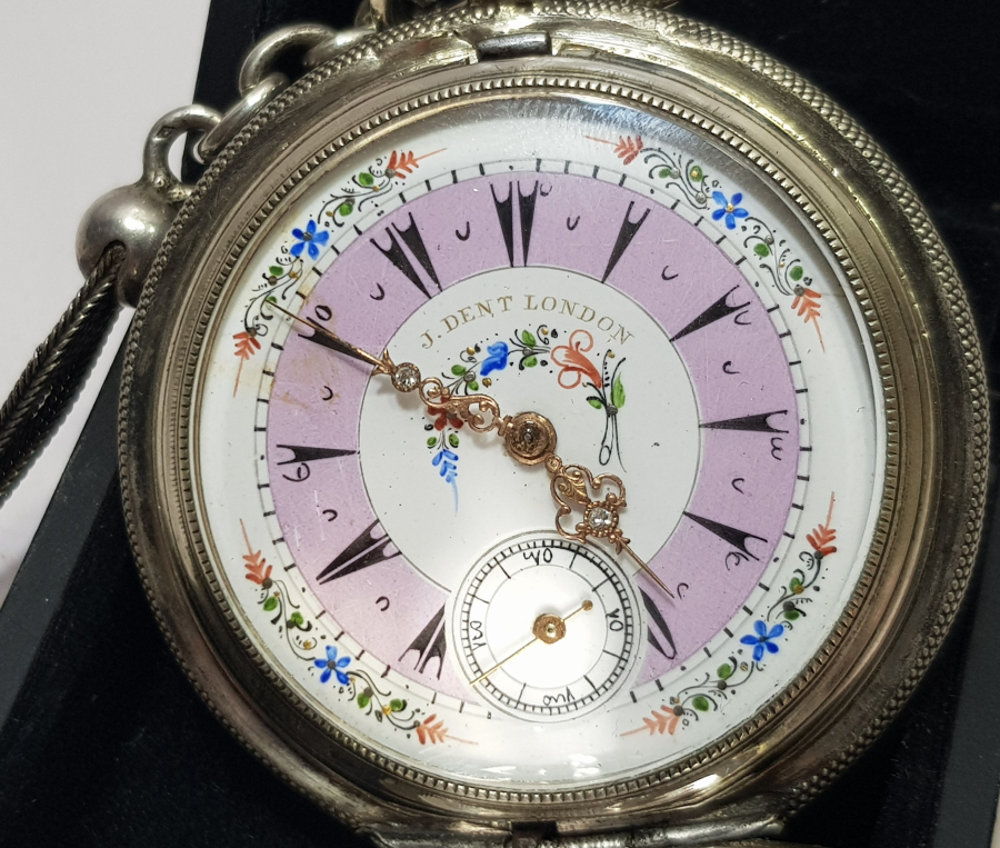 ORJİNAL KÖSTEĞİ İLE GÜMÜŞ KASA OSMANLI DÖNEMİ DENT LONDON CEP SAATİ