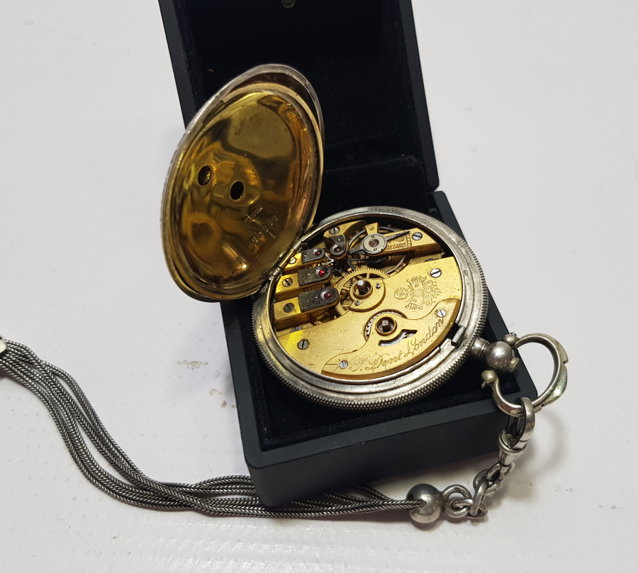 ORJİNAL KÖSTEĞİ İLE GÜMÜŞ KASA OSMANLI DÖNEMİ DENT LONDON CEP SAATİ