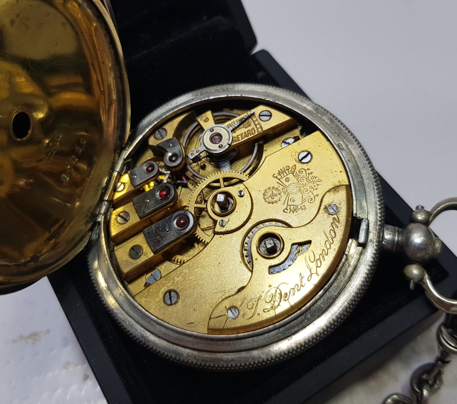 ORJİNAL KÖSTEĞİ İLE GÜMÜŞ KASA OSMANLI DÖNEMİ DENT LONDON CEP SAATİ