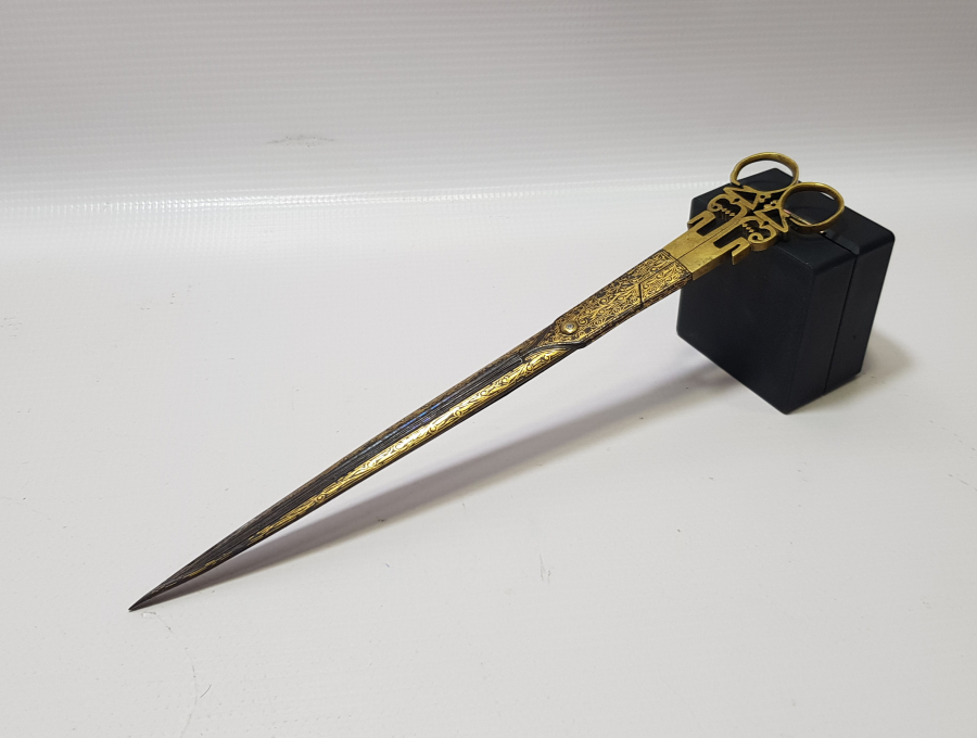 OSMANLI DÖNEMİ TAMAMI ALTIN ÇAKMA İŞÇİLİKLİ ÇOK NADİR HATTAT MAKASI