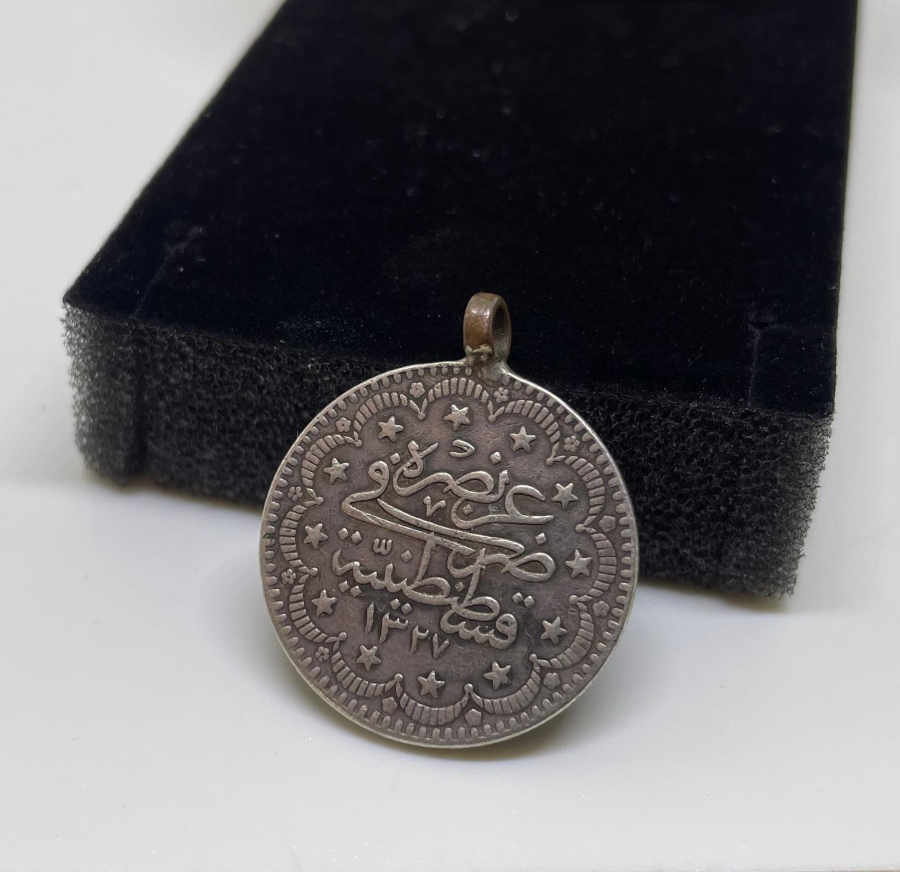 MEHMET REŞAT HAN DÖNEMİ KOLYEYE ÇEVRİLMİŞ GÜMÜŞ 5 KURUŞ