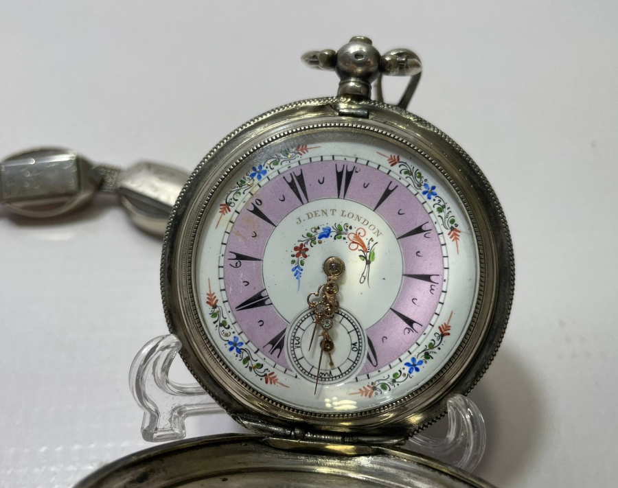 ORJİNAL KÖSTEĞİ İLE GÜMÜŞ KASA OSMANLI DÖNEMİ DENT LONDON CEP SAATİ