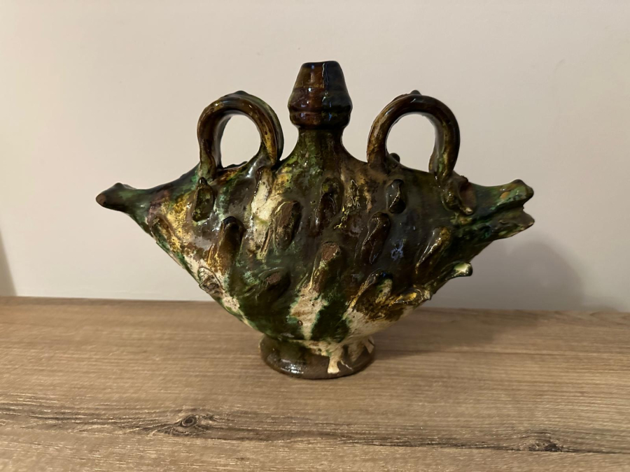 OSMANLI DÖNEMİ ÇOK NADİR ÇANAKKALE İŞİ BAŞIK FORMLU MATARA 