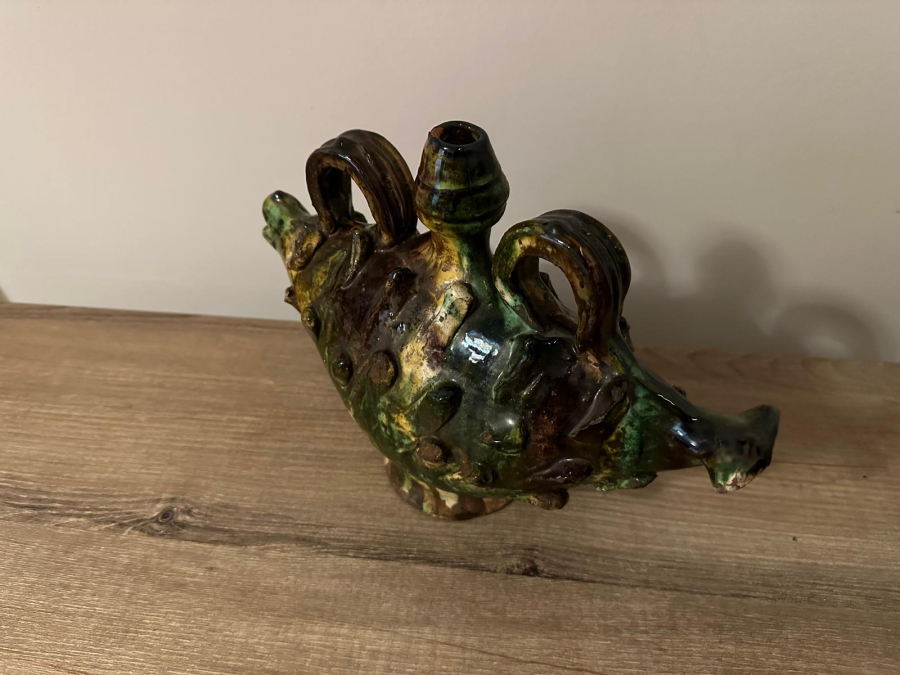 OSMANLI DÖNEMİ ÇOK NADİR ÇANAKKALE İŞİ BAŞIK FORMLU MATARA 