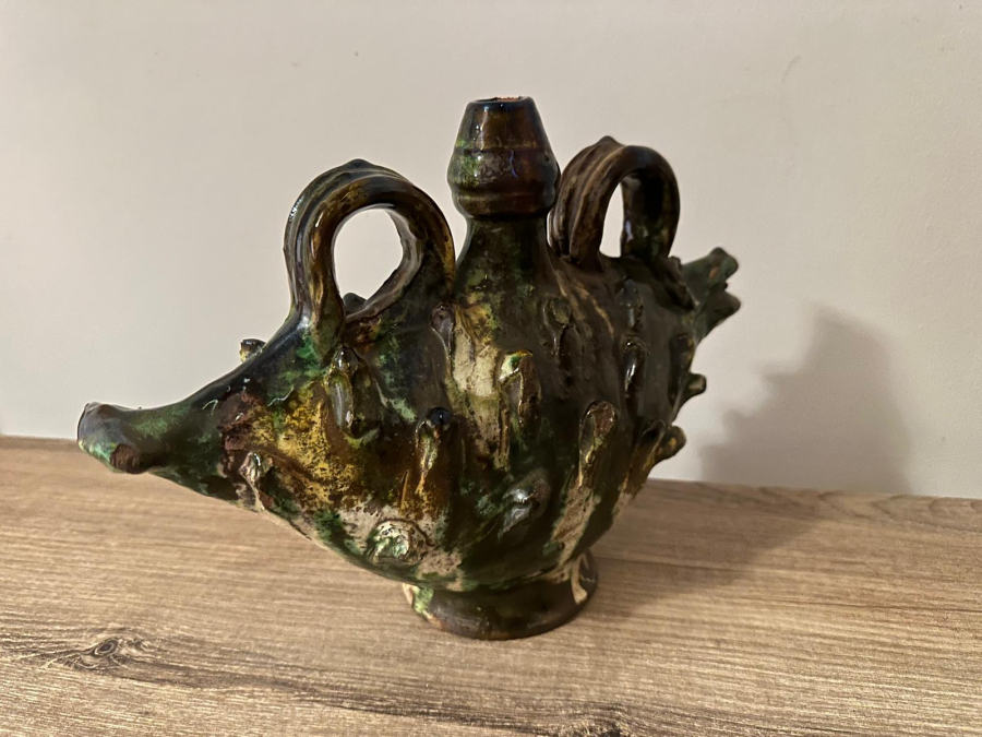 OSMANLI DÖNEMİ ÇOK NADİR ÇANAKKALE İŞİ BAŞIK FORMLU MATARA 