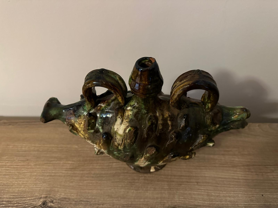 OSMANLI DÖNEMİ ÇOK NADİR ÇANAKKALE İŞİ BAŞIK FORMLU MATARA 