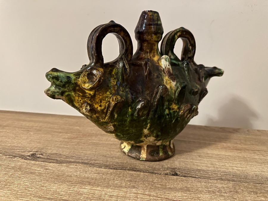 OSMANLI DÖNEMİ ÇOK NADİR ÇANAKKALE İŞİ BAŞIK FORMLU MATARA 