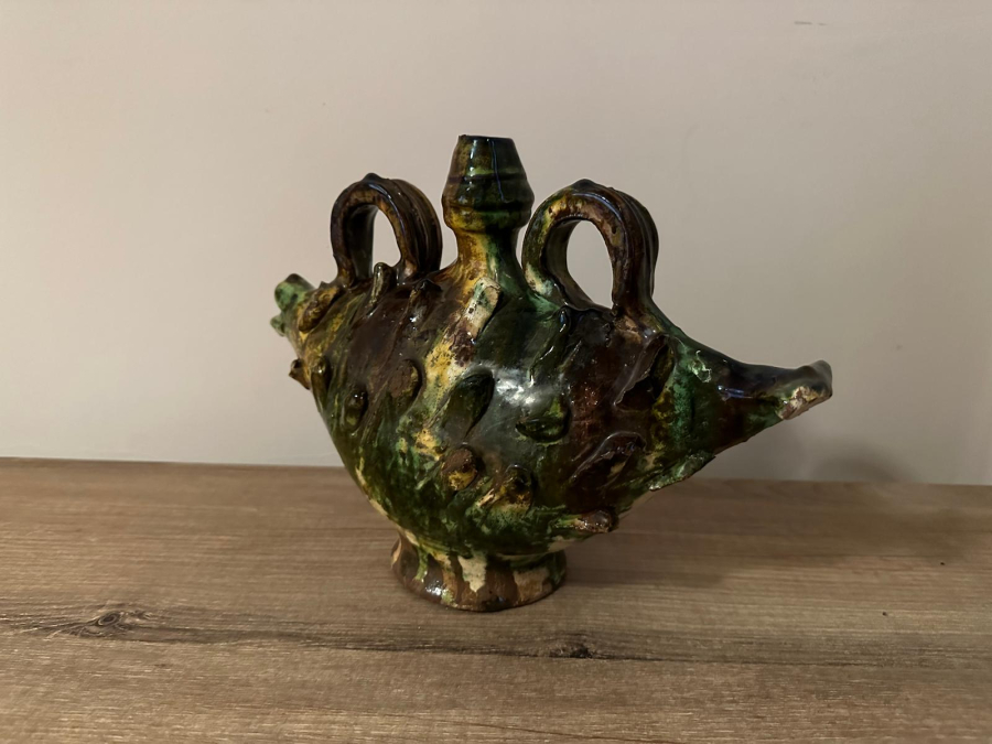 OSMANLI DÖNEMİ ÇOK NADİR ÇANAKKALE İŞİ BAŞIK FORMLU MATARA 