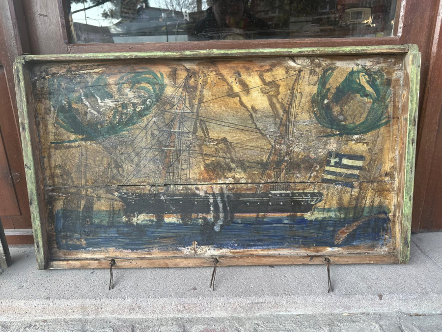 OSMANLI DÖNEMİ YUNAN BAYRAKLI GEMİLİ SANDIK KAPAĞI