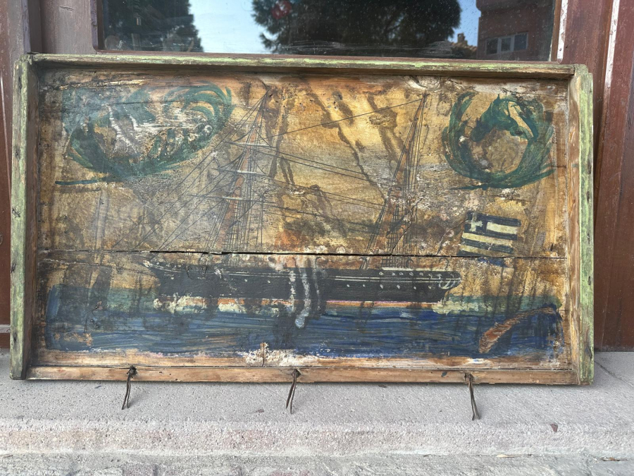 OSMANLI DÖNEMİ YUNAN BAYRAKLI GEMİLİ SANDIK KAPAĞI