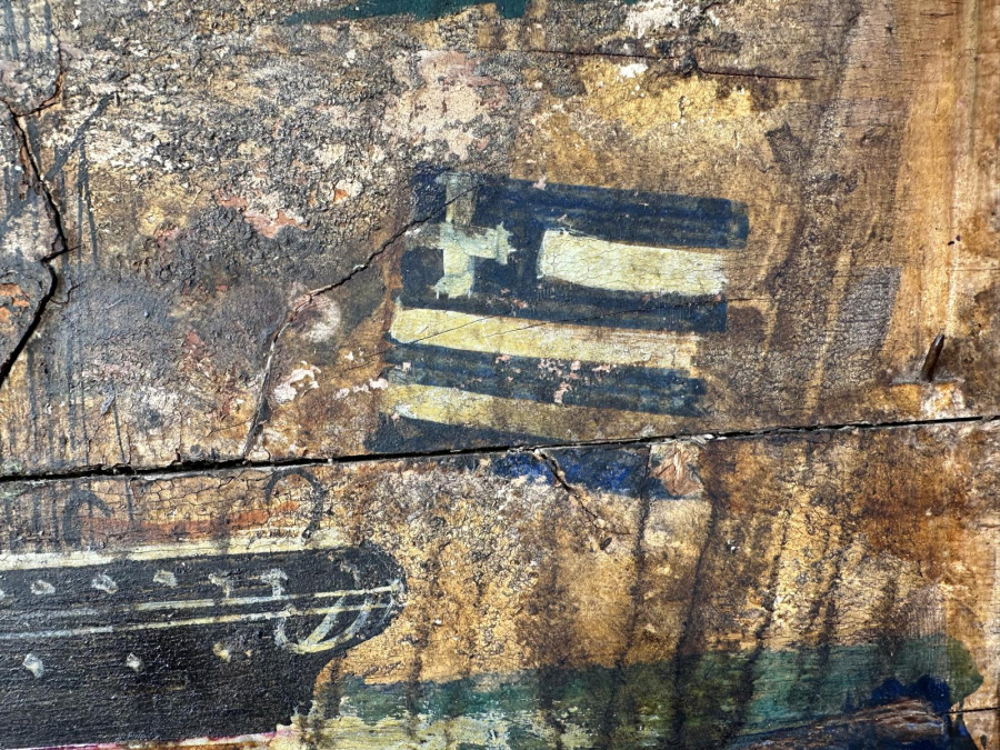 OSMANLI DÖNEMİ YUNAN BAYRAKLI GEMİLİ SANDIK KAPAĞI