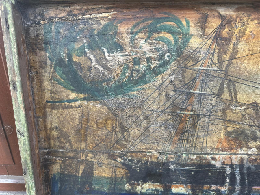 OSMANLI DÖNEMİ YUNAN BAYRAKLI GEMİLİ SANDIK KAPAĞI