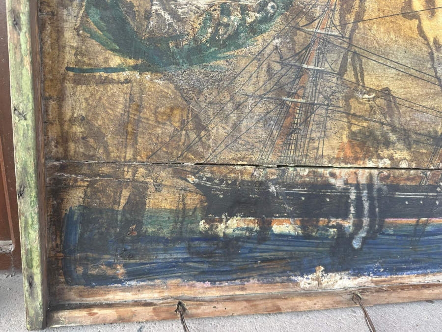 OSMANLI DÖNEMİ YUNAN BAYRAKLI GEMİLİ SANDIK KAPAĞI