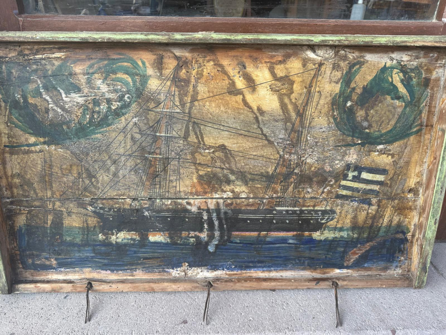 OSMANLI DÖNEMİ YUNAN BAYRAKLI GEMİLİ SANDIK KAPAĞI