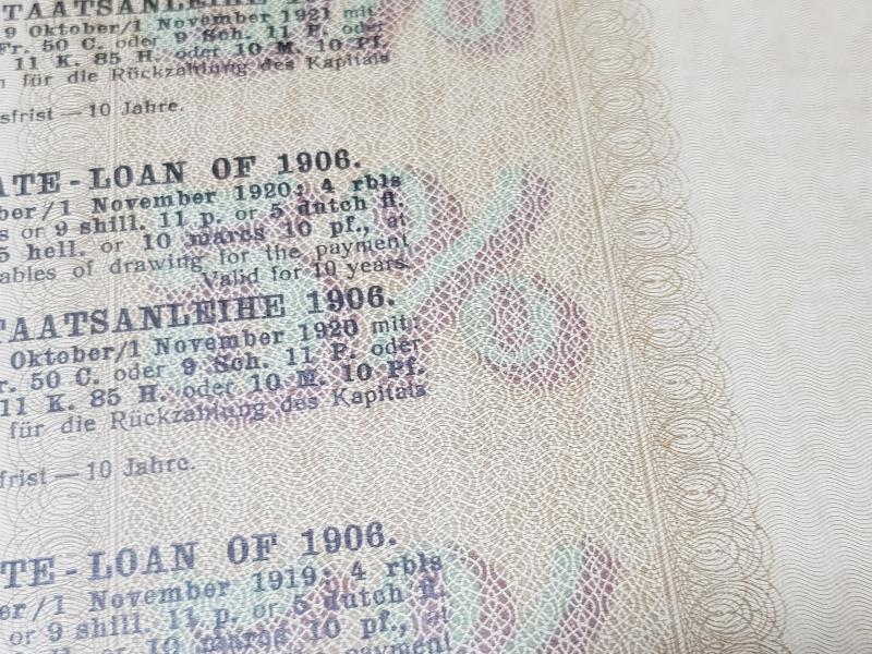 1906 TARİHLİ RUSÇA HİSSE SENEDİ