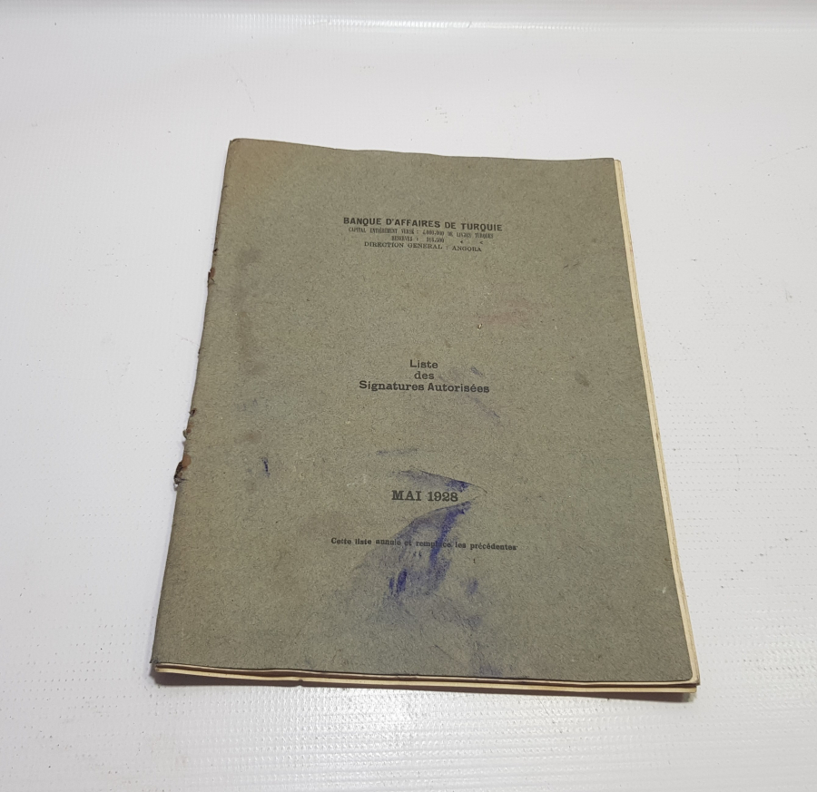 1928 OSMANLICA TÜRKİYE İŞ BANKASI MÜDÜRLERİNİN İMZA SİRKÜLERİ
