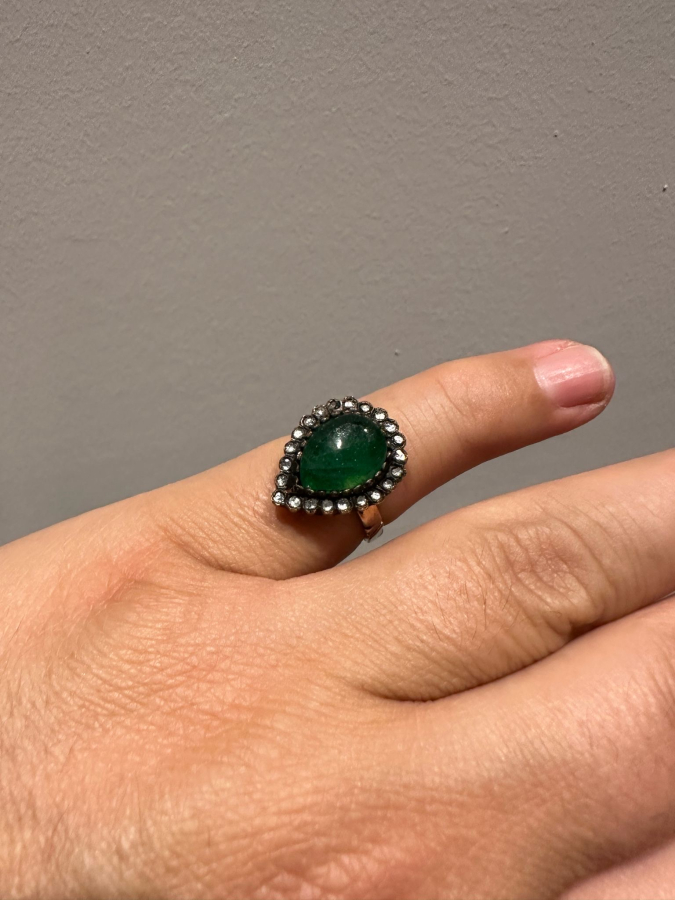 ZÜMRÜT VE PIRLANTA TAŞLI ÖZEL YAPIM YÜZÜK