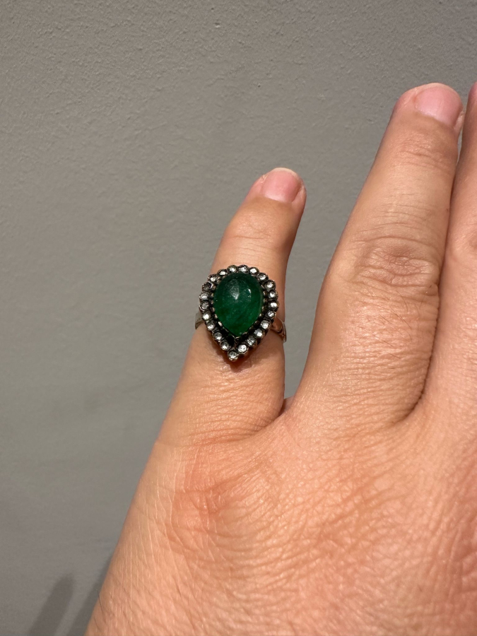 ZÜMRÜT VE PIRLANTA TAŞLI ÖZEL YAPIM YÜZÜK