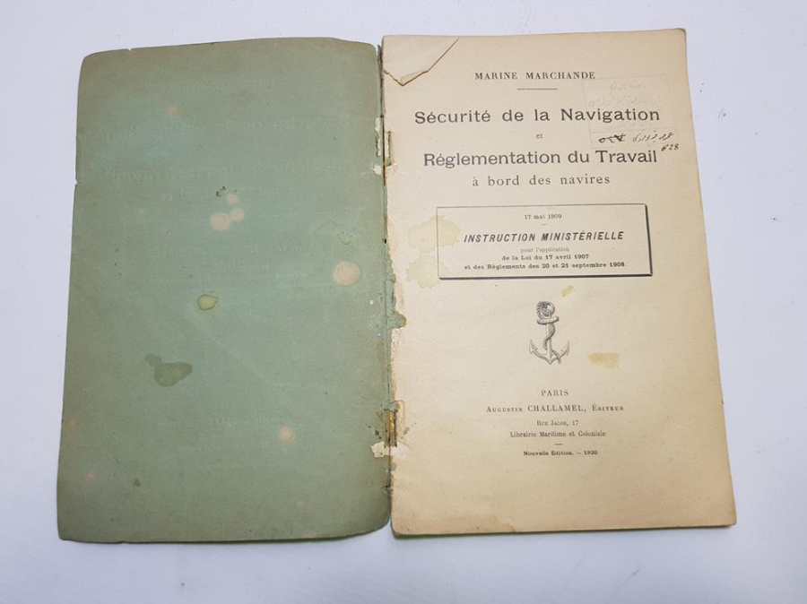 DENİZCİLİK TARİHİ: 1920 NAVİGASYON GÜVENLİĞİ FRANSIZCA KİTAP