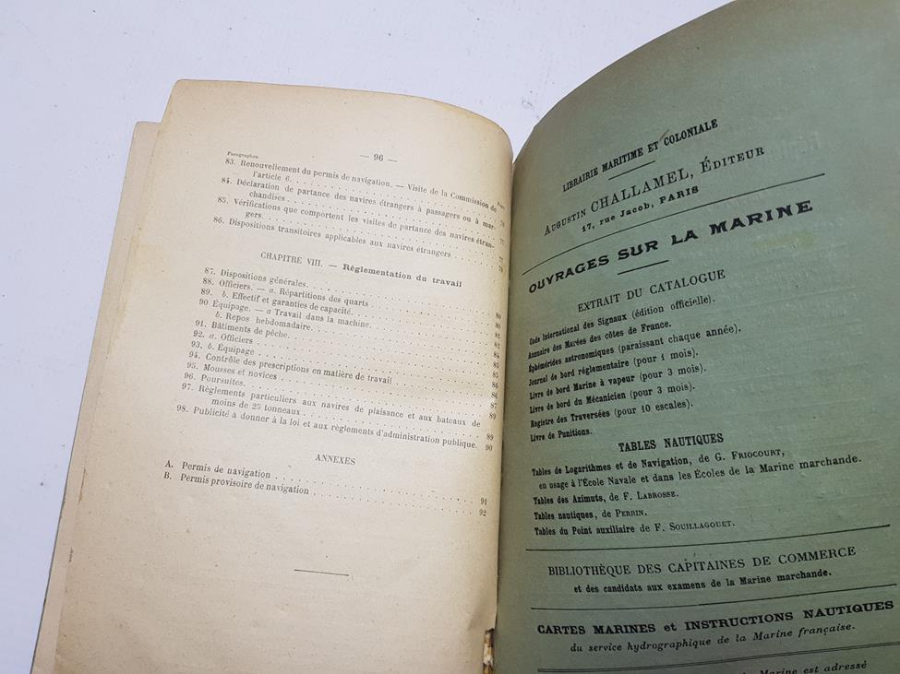 DENİZCİLİK TARİHİ: 1920 NAVİGASYON GÜVENLİĞİ FRANSIZCA KİTAP