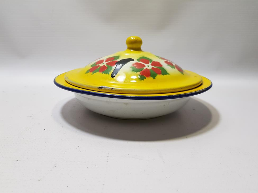 OSMANLI DÖNEMİ KAPAKLI EMAYE TABAK