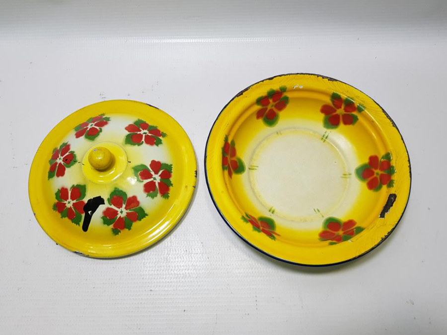 OSMANLI DÖNEMİ KAPAKLI EMAYE TABAK