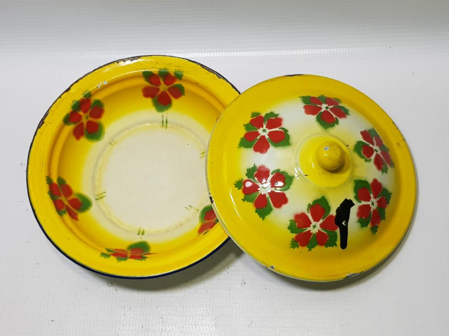 OSMANLI DÖNEMİ KAPAKLI EMAYE TABAK