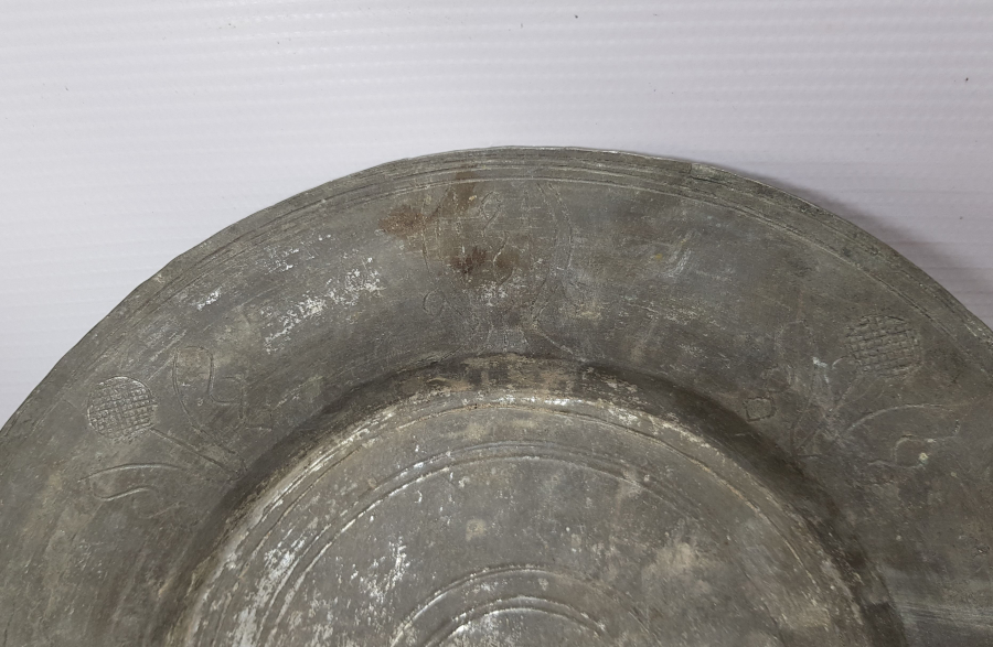 ÜZERİ İŞLEMELİ OSMANLI DÖNEMİ BAKIR LENGER TABAK