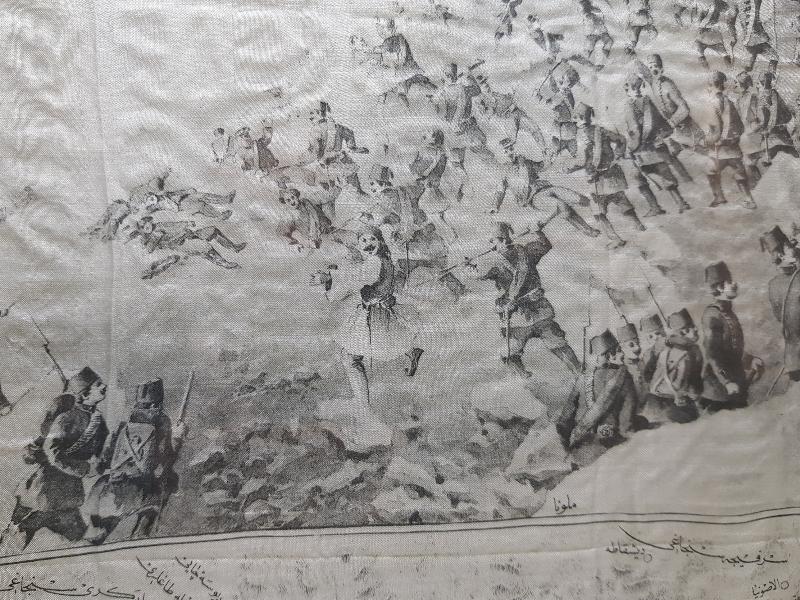 OSMANLI-YUNAN MUHAREBESİ HATIRASI ÇOK NADİR İPEK MENDİL